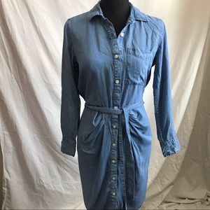 XS Gap Denim Button Down Dress with Aide Tie